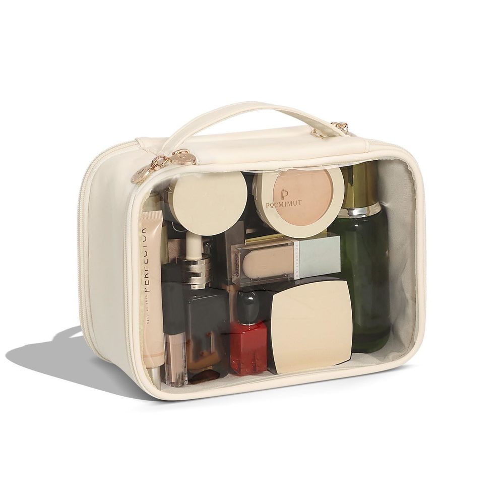 Clear Makeup Bag,double Layer Large Cosmetic Bag With Makeup Brush Bag,tsa😛